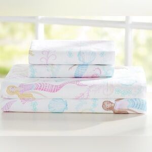 Pottery Barn Kids Mermaid Bedding Set - White and Pink